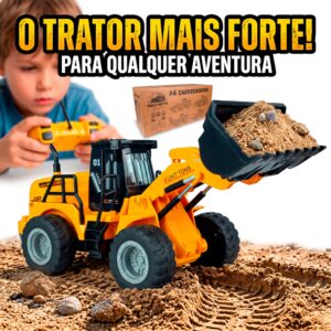 Carrinho Trator Retroescavadeira Controle Remoto Infantil Brinquedos