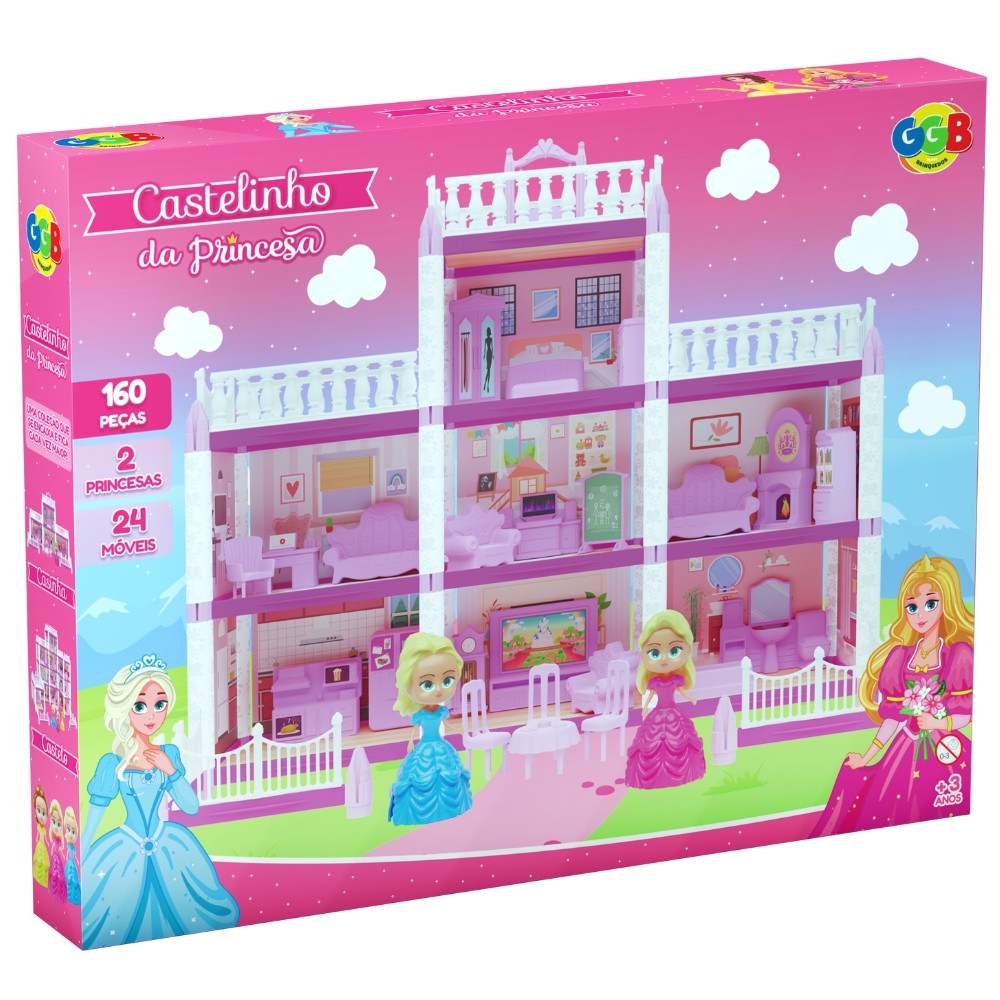 Castelinho DA Princesa Ggb Brinquedos 160 Peças Cômodos Casinha
