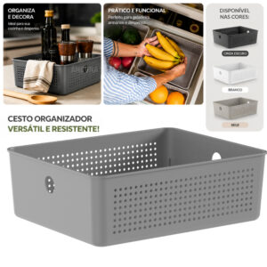 Cesto Organizador 5,4L Flow OU 27x22cm Empilhável Multiuso para