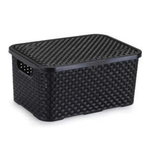 Cesto Organizador Eco Rattan com Tampa 8L Organização Decorativa Casa