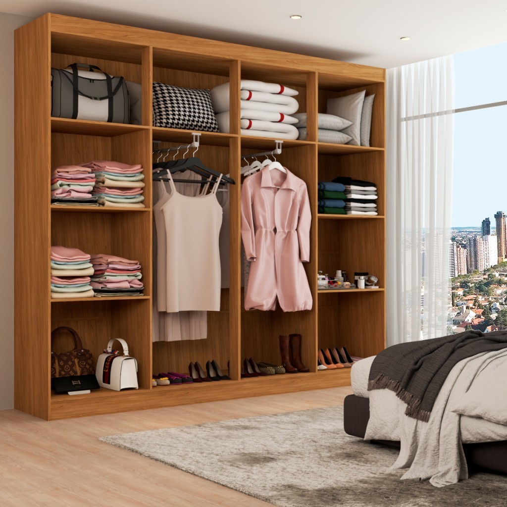 Closet Ele e Ela 8 Prateleiras Cinamomo Panorama Móveis