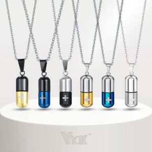 Colar De Comprimidos Em Forma De Cápsula Vnox Cross Cremation Ashes