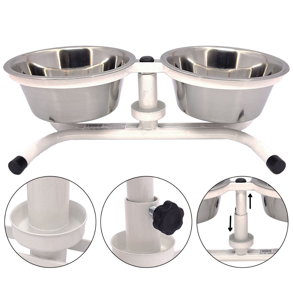 Comedouro Pet Duplo Tigela Inox 900ml Fercar