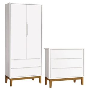 Cômoda Gaveteiro E Guarda Roupa Infantil 2 Portas New Classic Branco
