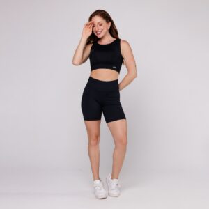 Conjunto Fitness Feminino Top Costa Assimétrica e Short Básico
