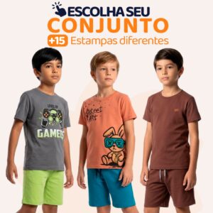 Conjunto Infantil Masculino Menino Verão Manga Curta Roupa Infantil