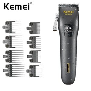 Cortador De Cabelo Profissional Lavável Kemei Elétrico Recarregável