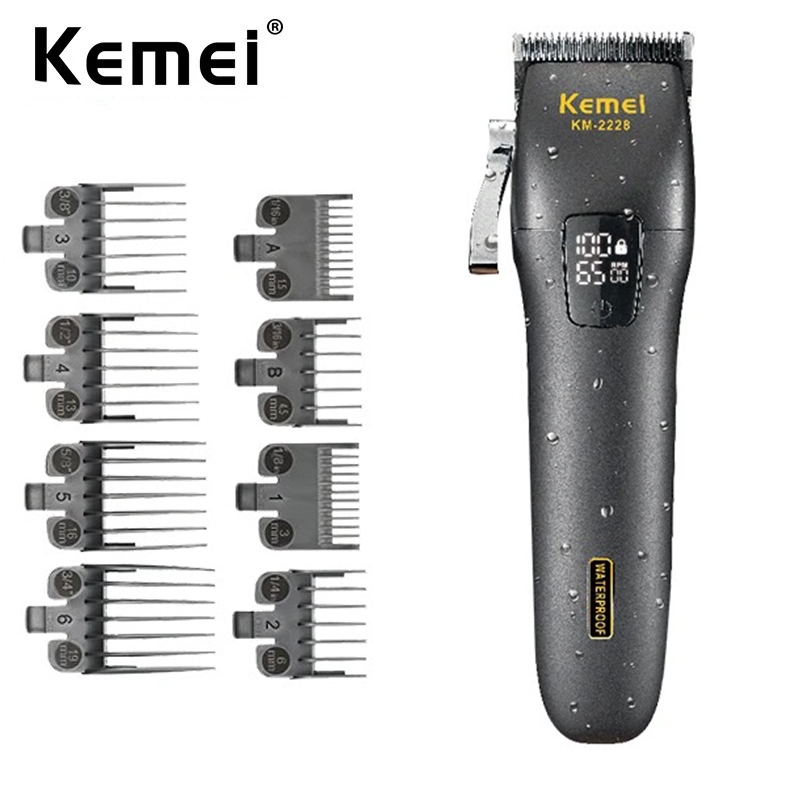 Cortador De Cabelo Profissional Lavável Kemei Elétrico Recarregável
