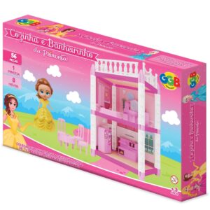 Cozinha E Banheirinho DA Princesa Ggb Brinquedo 56 Peças Cômodo