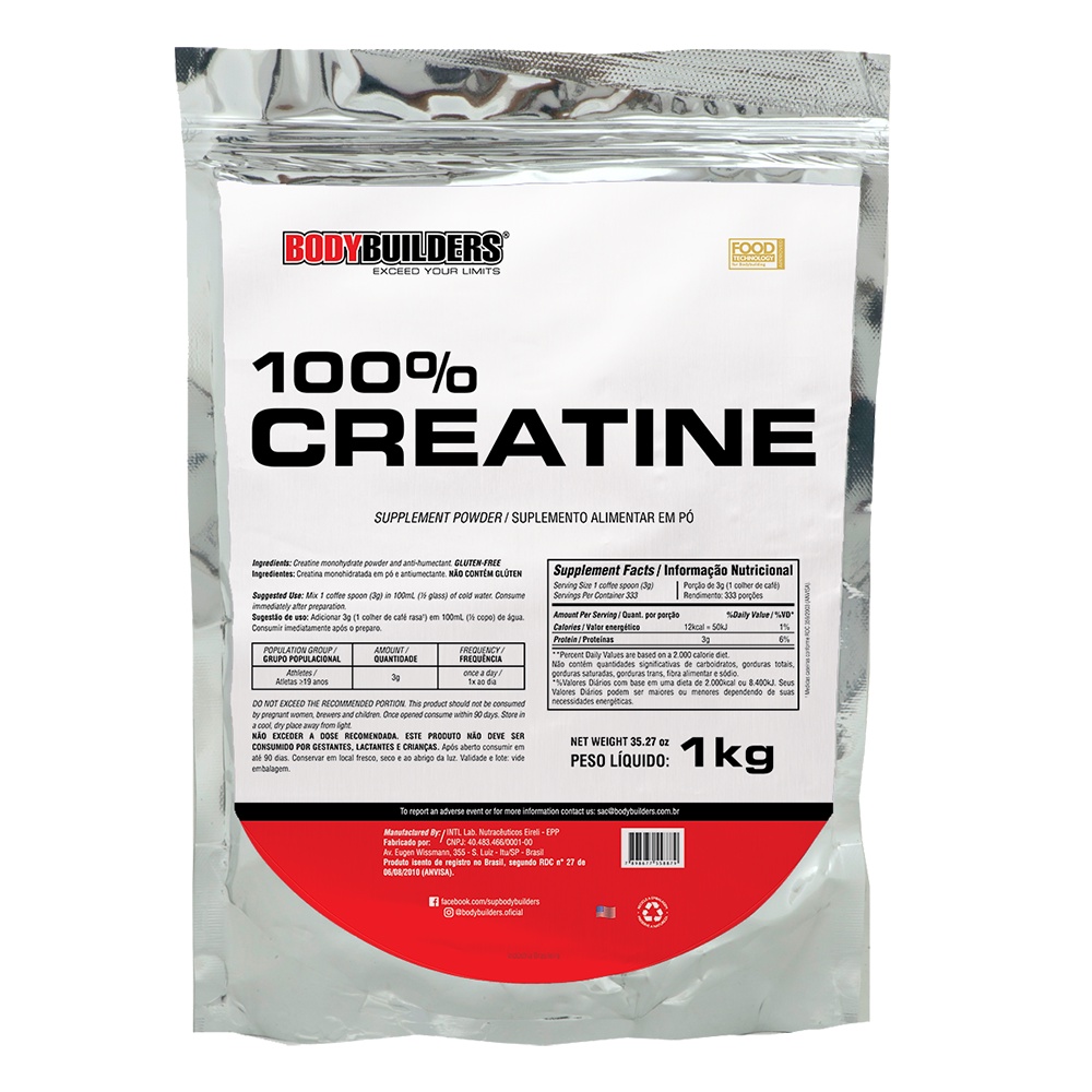 Creatina Monohidratada 100% Pura Pura Importada Bodybuilders