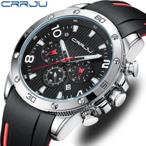 Crrju Moda Luxo Esportes Pulseira De Borracha Multifuncional Quartzo