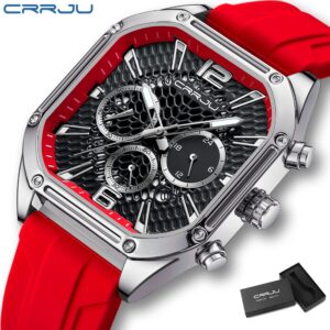 Crrju Relógio masculino Novo design Mãos luminosas Cronômetro Esporte