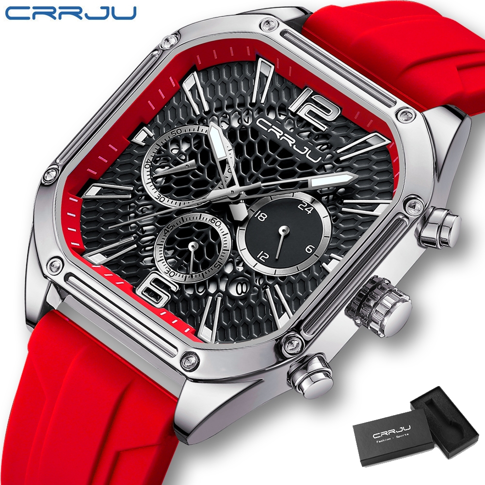 Crrju Relógio masculino Novo design Mãos luminosas Cronômetro Esporte