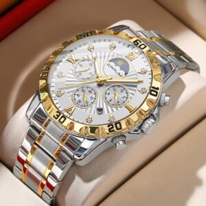 Crrju Relógio Masculino Original Com Pulseira De Aço Inoxidável