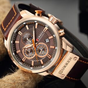 Curren Relógio Analógico Esportivo Masculino Com Pulseira De Couro À