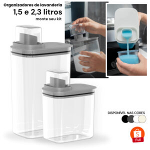 Dispenser Organizador de Lavanderia 1,5L 2,3 Acrílico Porta Amaciante