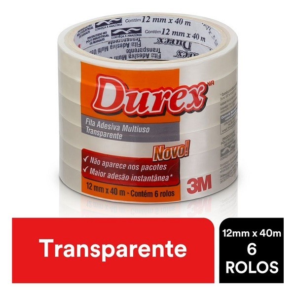 Durex Fita Adesiva 12MM X 40M 6 Rolos
