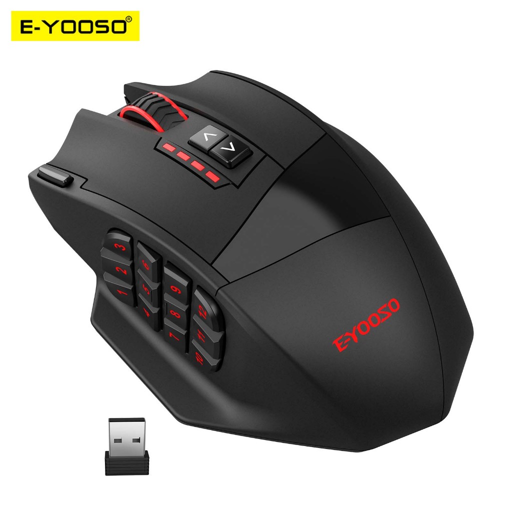 E-Yooso X-33 RGB USB 2.4G Mouse De Jogos Sem Fio 16000 DPI 16 Botões