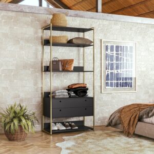 Estante Modulado Closet Industrial 2 Gavetas 5 Prateleiras Preto