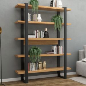 Estante para Livros 100% Mdf Industrial Concept 5 Prateleiras Freijó