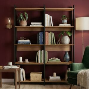 Estante para Livros Nobre 10 Prateleiras Estilo Industrial Freijó
