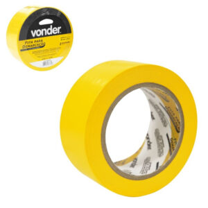 Fita Adesiva Demarcação Amarela 48mm x 30m Vonder para Sinalização de