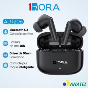 Fone de ouvido Bluetooth 5.3 Sem Fio 1HORA Intra auricular