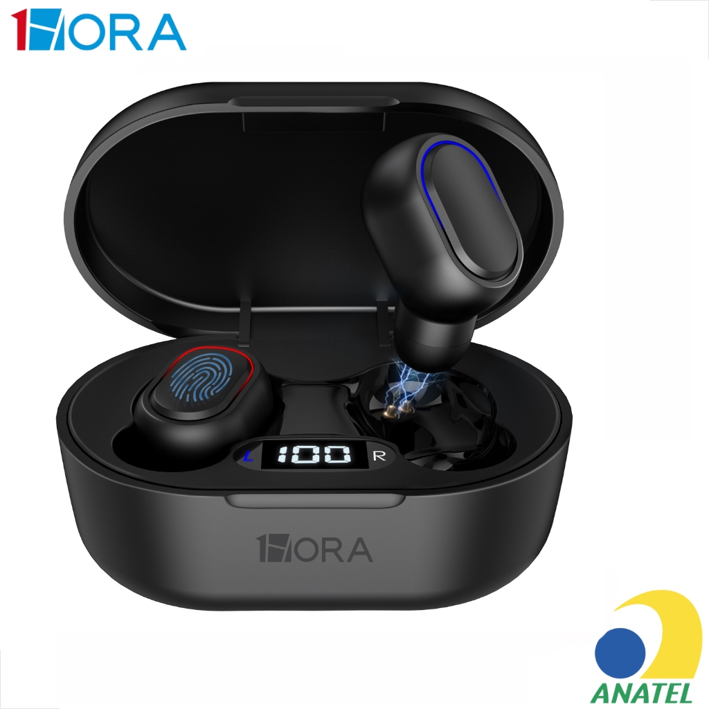 Fone de ouvido Bluetooth 5.3 Sem Fio 1HORA Intra auricular