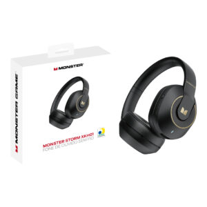 Fone de ouvido Monster Dobrável Sem Fio Bluetooth 5.3 Gamer Preto
