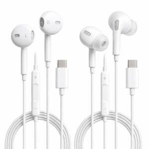 Fone de Ouvido Tipo C com Fio Microfone para iPhone 15 16 Samsung
