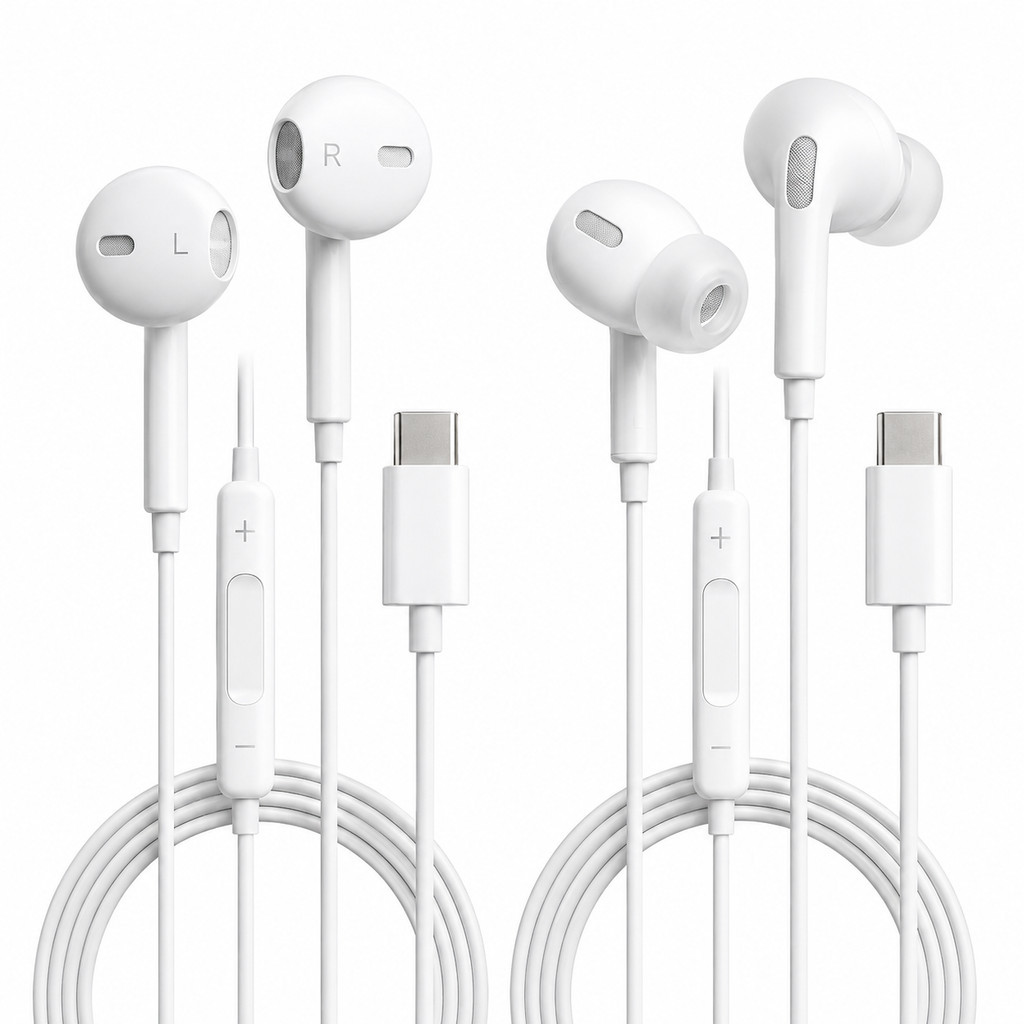 Fone de Ouvido Tipo C com Fio Microfone para iPhone 15 16 Samsung