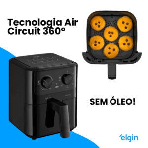 Fritadeira Air Fryer Elgin Quad Fry 4,2L 1400W Preta Sem Óleo