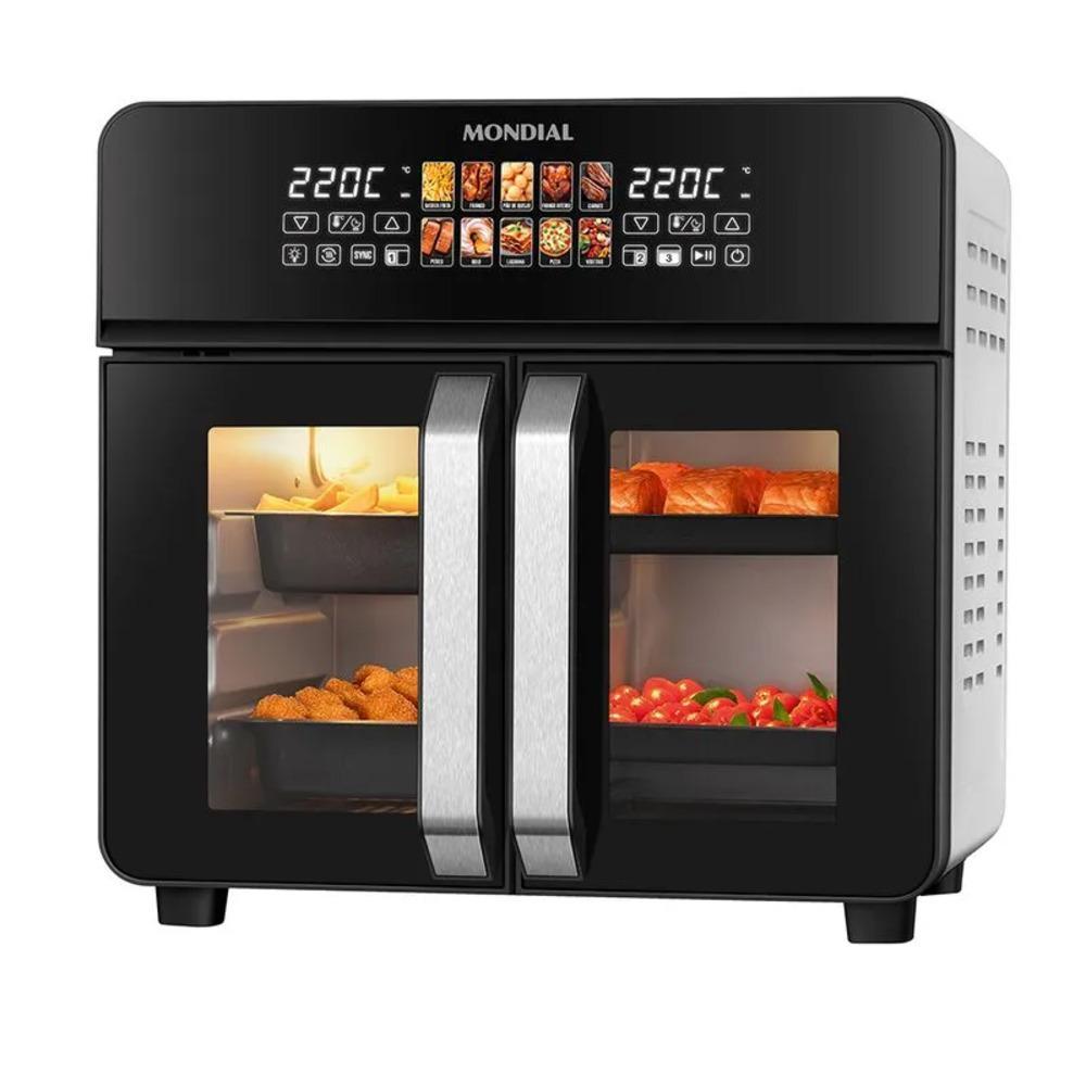 Fritadeira Air Fryer Forno 25L French Door Mondial 2200W Preto Inox — Cozinha