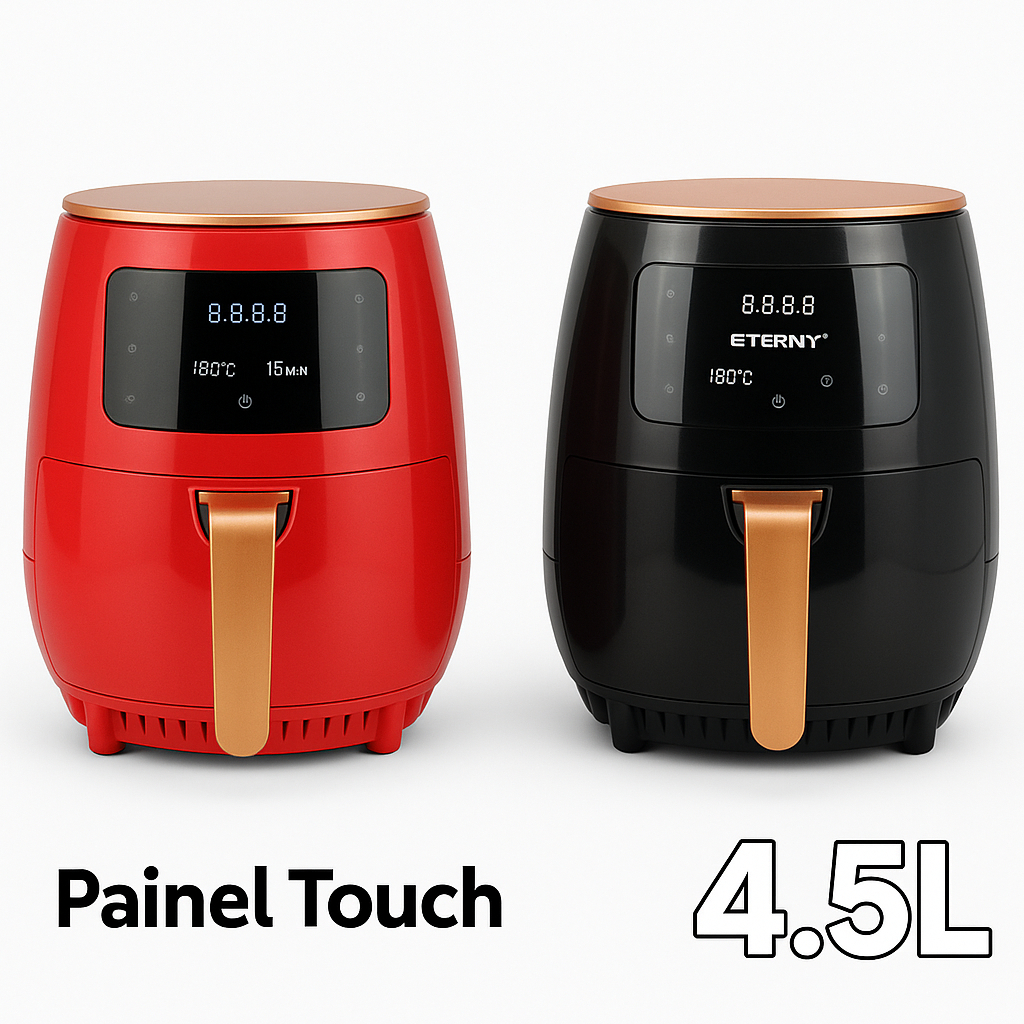 Fritadeira Elétrica Air Fryer 4,5l Preta E Vermelha 110 220v Painel