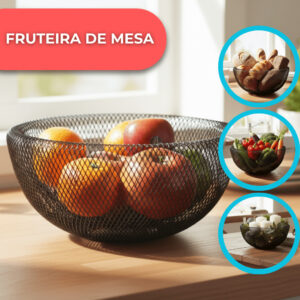 Fruteira De Mesa Cesto Frutas Aramado Cozinha Metal 30cm Luxo