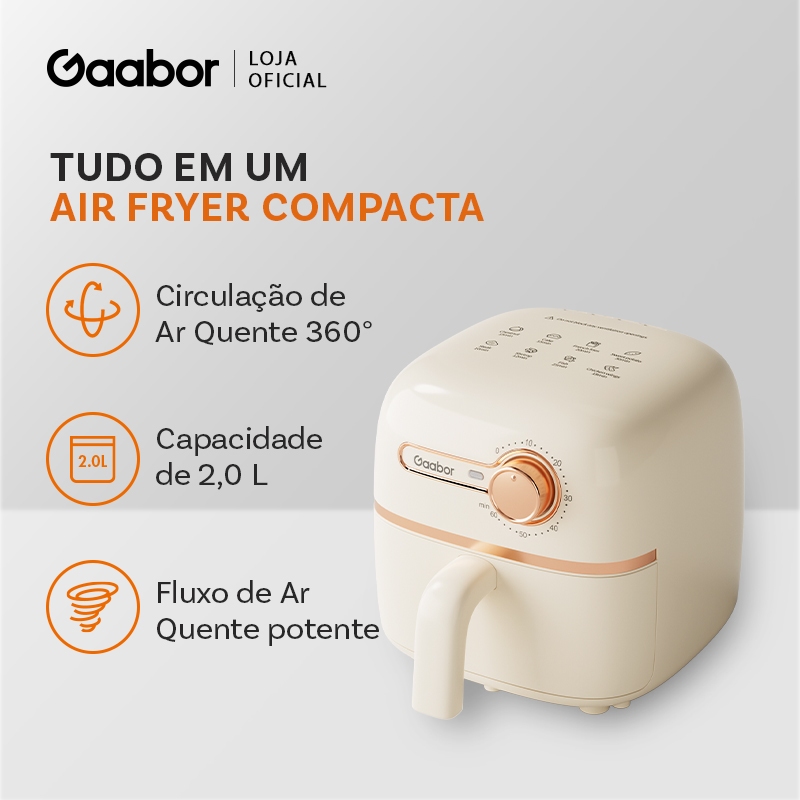 Gaabor 1,4L Air Fryer Regulação constante non-stick pan coating