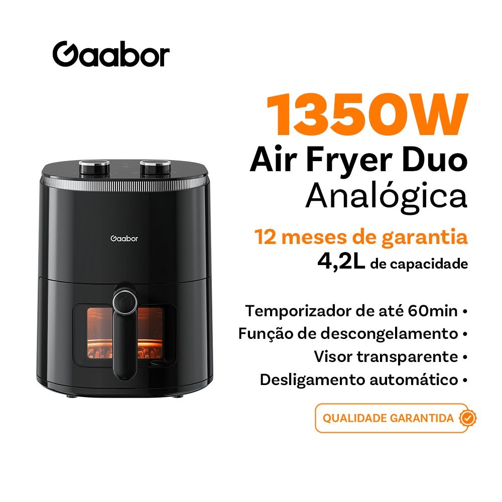 Gaabor Air Fryer Fritadeira Elétrica 4,2L 220V com Janela e Visor