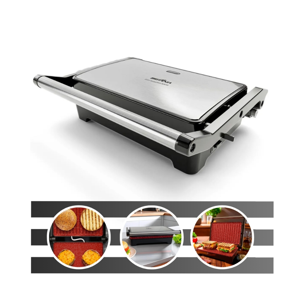 Grill e Sanduicheira 2 em 1 BGR28A 1200w Acabamento em Inox com — Cozinha (grandes)