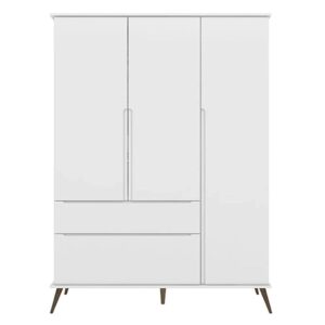 Guarda Roupa Infantil 100% Mdf 3 Portas Pés Retrô Mel Branco Mpozenato