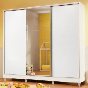 Guarda Roupa Infantil 100% Mdf Madesa Logan 3 Portas de Correr com