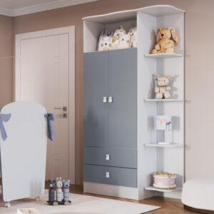 Guarda Roupa Infantil 2 Portas 2 Gavetas com Cantoneira Corujinha