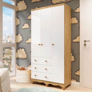 Guarda-Roupa Infantil 3 Portas e 3 Gavetas 100% Mdf Mimo Espresso