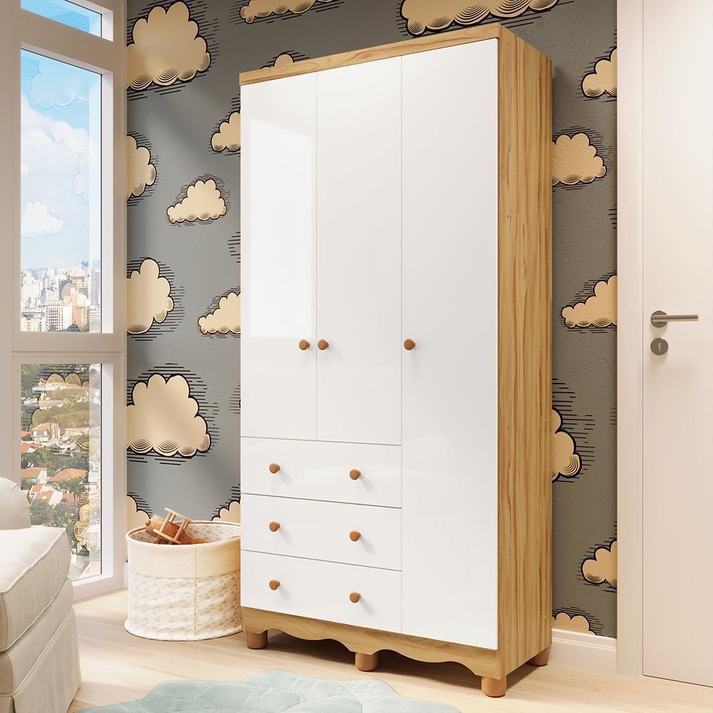 Guarda-Roupa Infantil 3 Portas e 3 Gavetas 100% Mdf Mimo Espresso