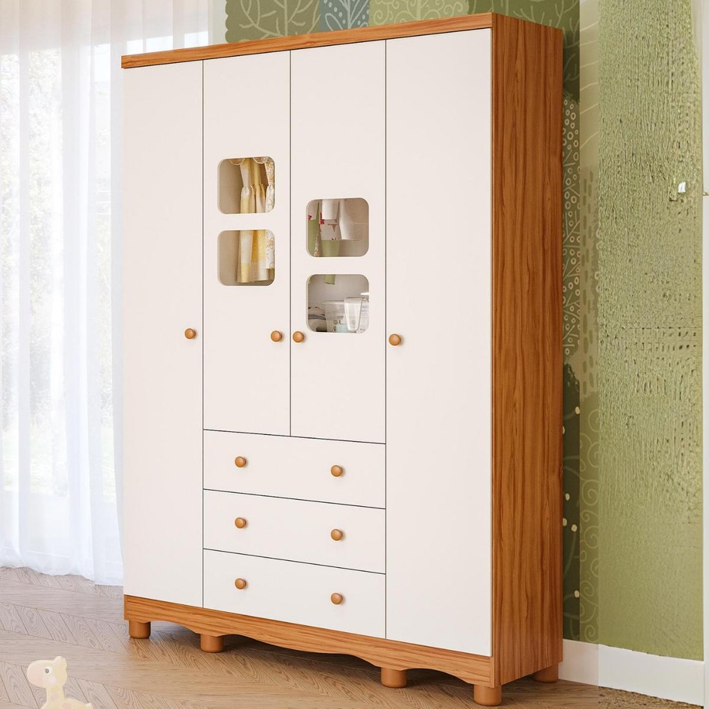 Guarda Roupa Infantil 4 Portas 3 Gavetas 100% Mdf Uli