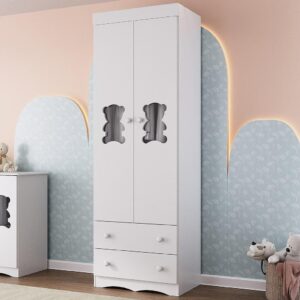 Guarda-roupa Infantil 62cm 2 Portas com Vidro e 2 Gavetas Doçura