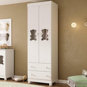 Guarda-roupa Infantil 62cm 2 Portas com Vidro e 2 Gavetas Fofura