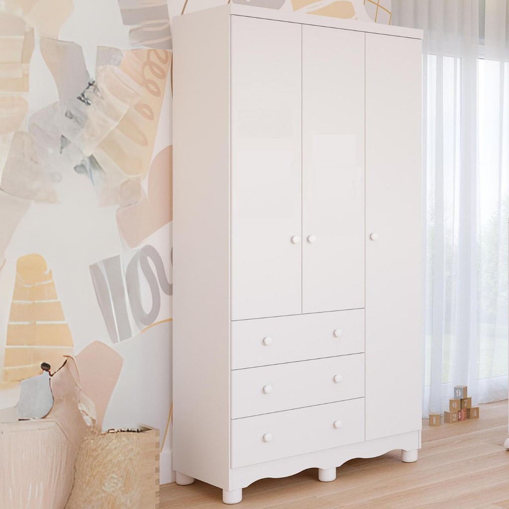 Guarda Roupa Infantil Junior 100% Mdf 3 Portas 3 Gavetas