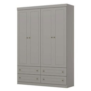 Guarda Roupa Infantil Mississipi 4 Portas Cinza Henn