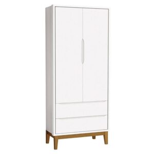 Guarda Roupa Infantil New Classic 2 Portas Branco Com Pés Madeira