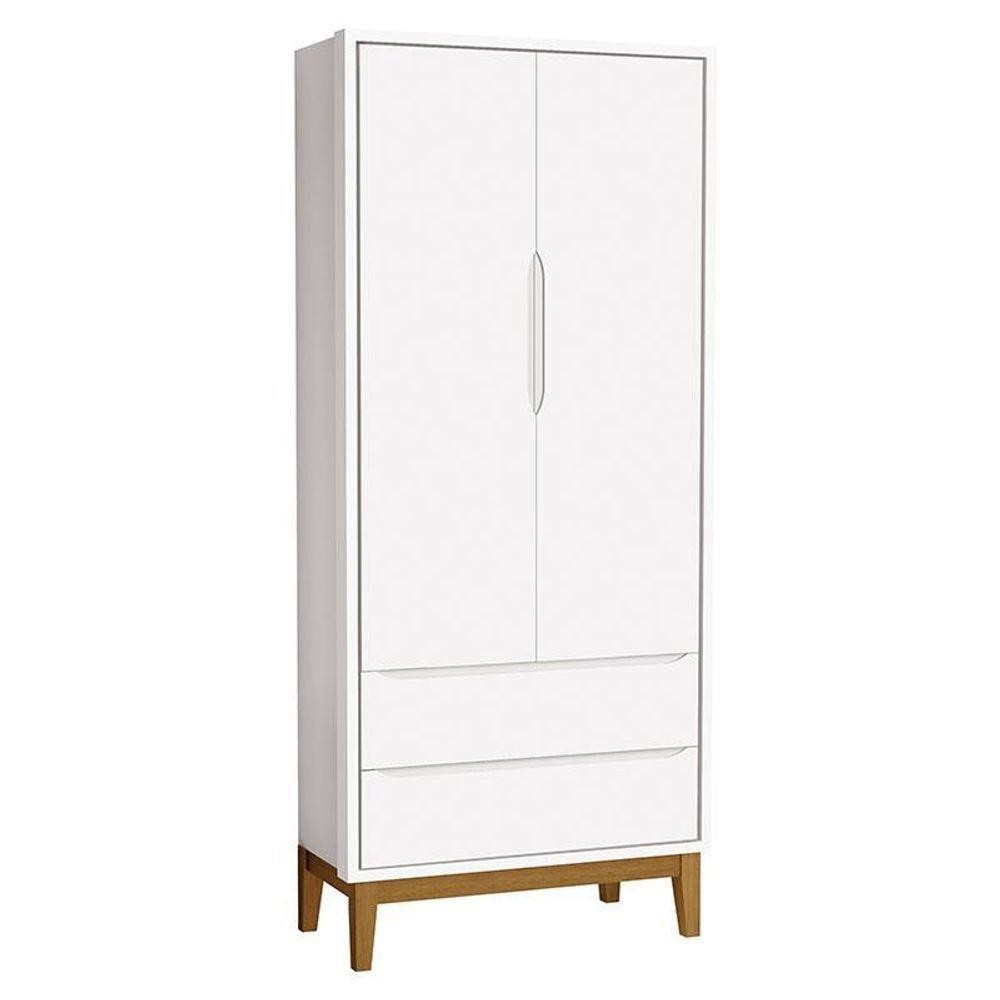 Guarda Roupa Infantil New Classic 2 Portas Branco Com Pés Madeira